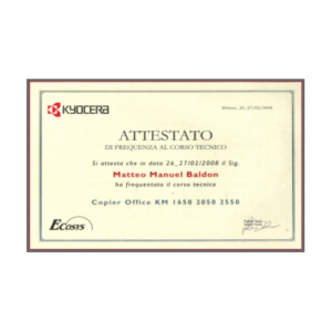 ATTESTATO KYOCERA